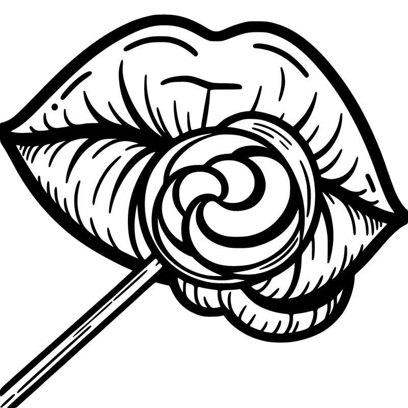 lips with a  lollipop