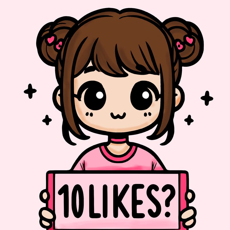 cute girl that is holding a sign that says 10 likes?