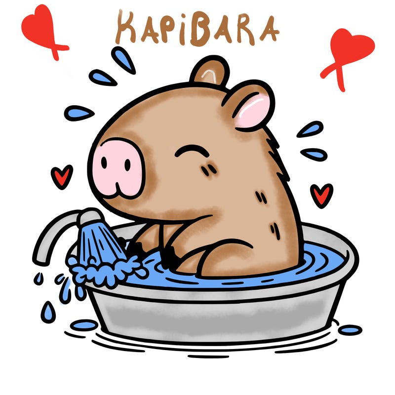 capybara taking a bath