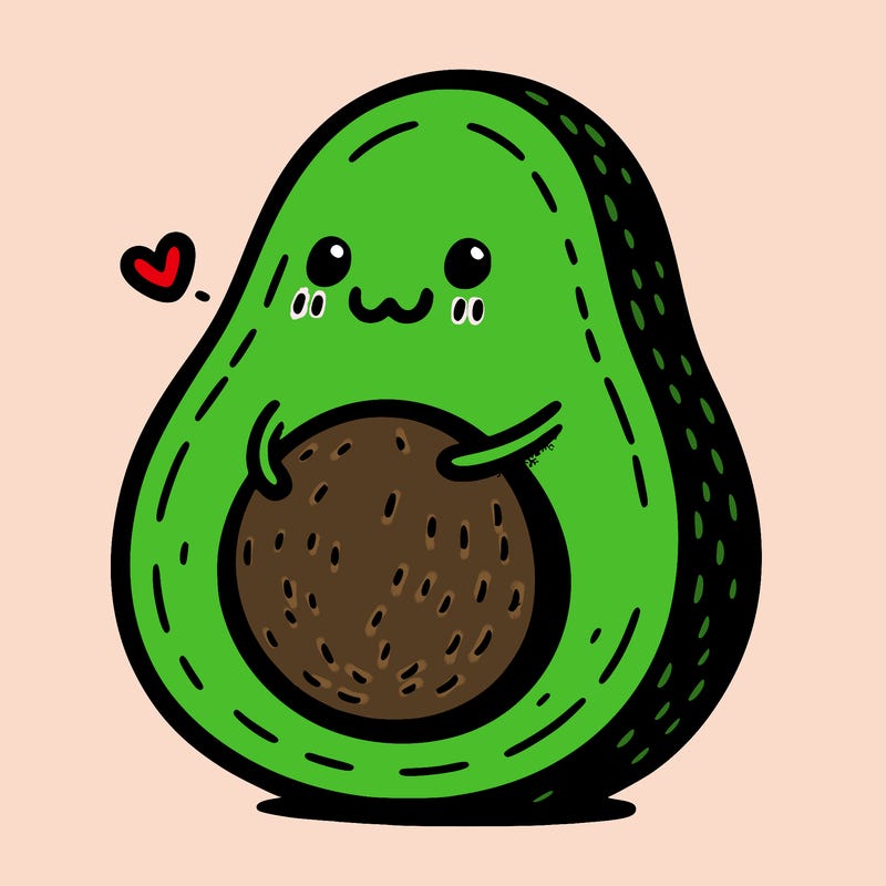 an avocado hugging an avocado