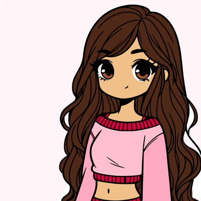 girl with long hair and a crop top with a sweater