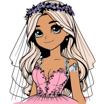 realistic girl in a wedding dress