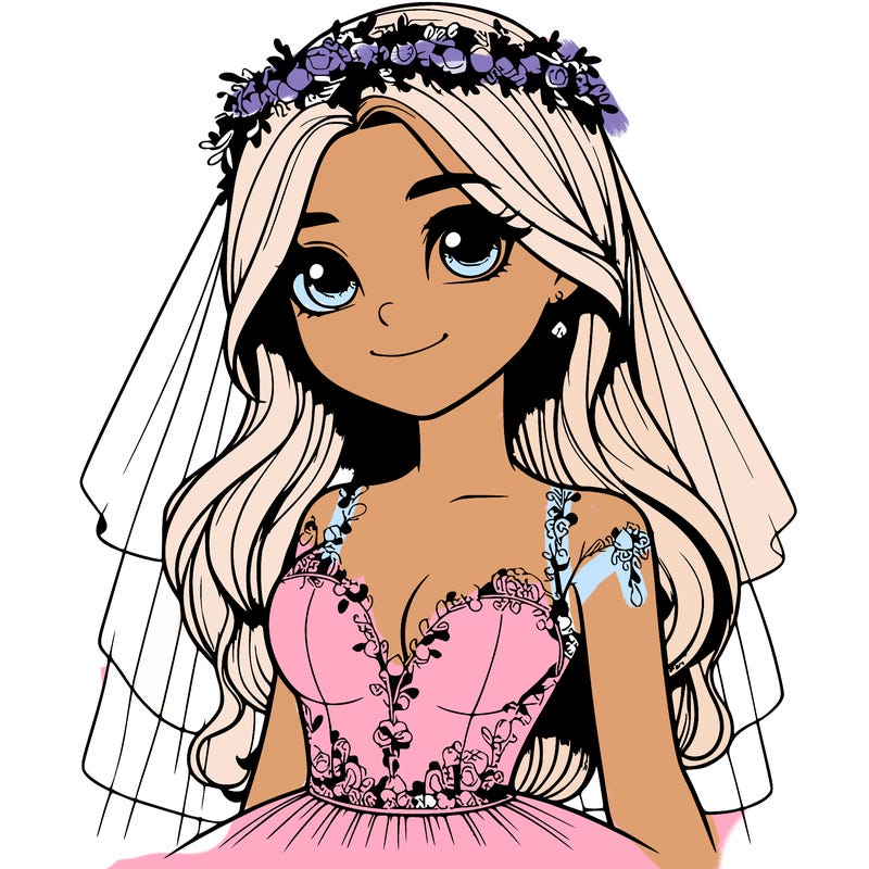 realistic girl in a wedding dress