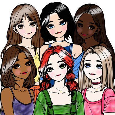 a group of girls realistic