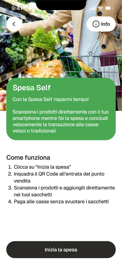 Pam Perte Plus - Pam Perte Plus mobile app interface explaining the self-shopping scan and go feature