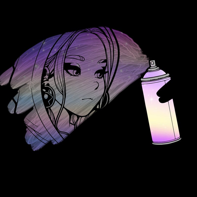 a realistic girl, spray painting