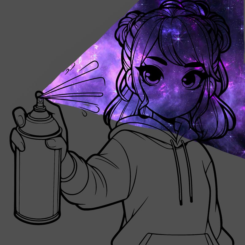 realistic girl is spray painting