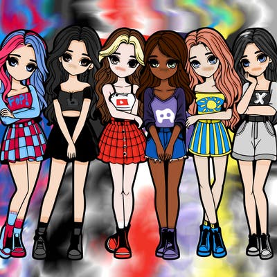 a group of girls realistic