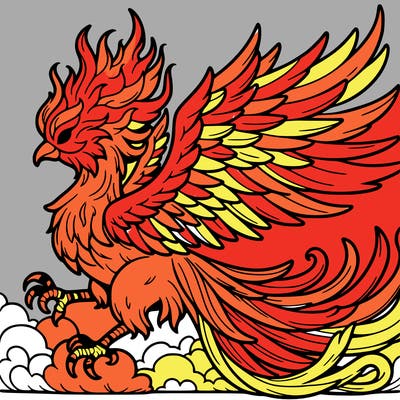 huge flaming phoenix bird