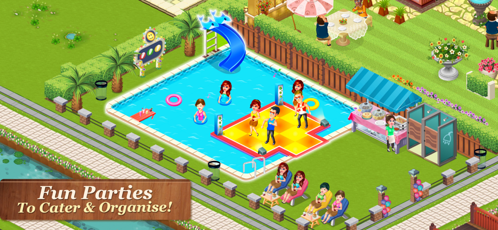 Organizar una divertida fiesta en la piscina con catering en el juego de cocina Star Chef