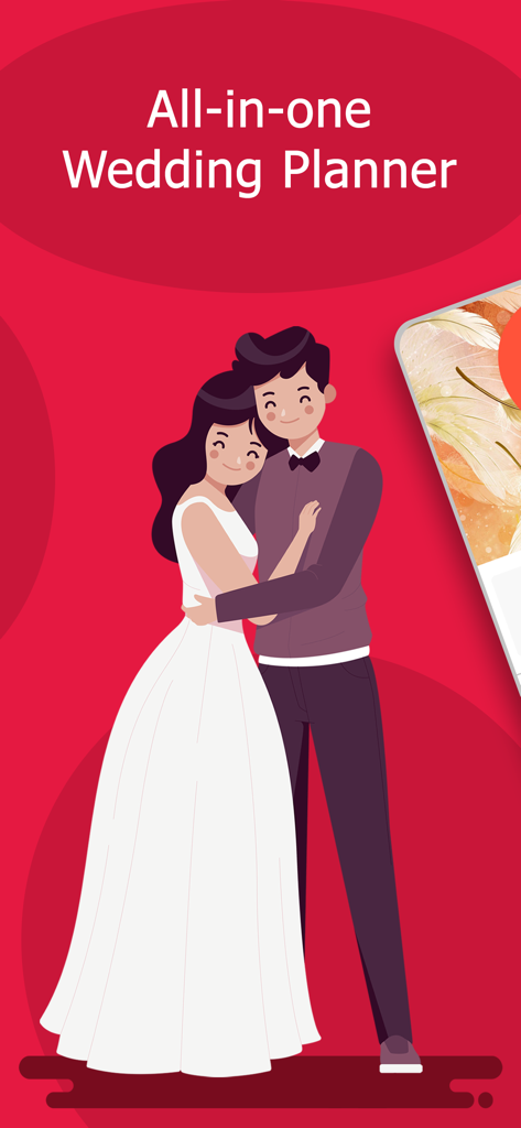 Wedding Planner by MyWed - All-in-one wedding planner app splash screen with bride and groom illustration