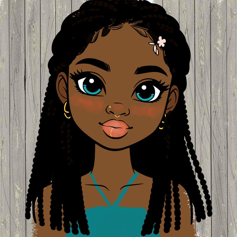 a realistic black girl with braids