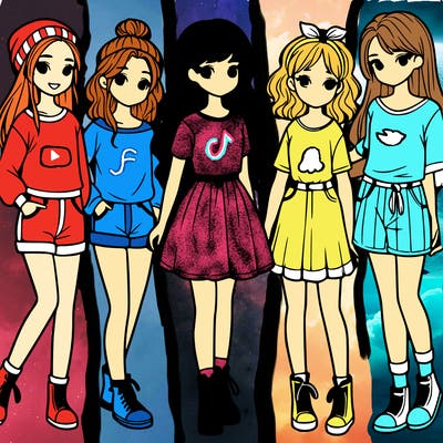 a group of five girls