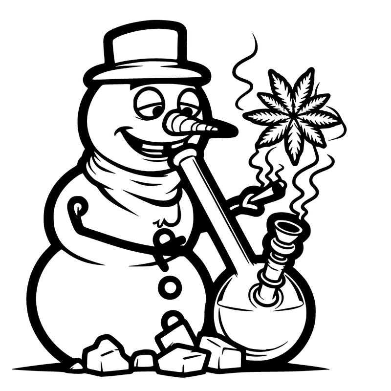 snowman smoking bong