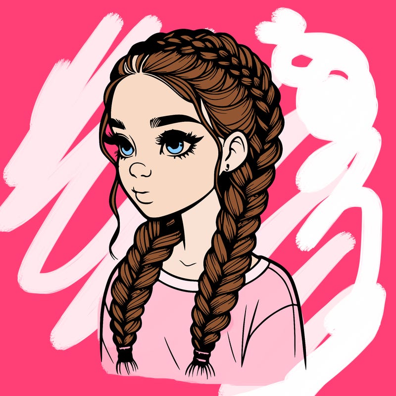 realistic girl with braids