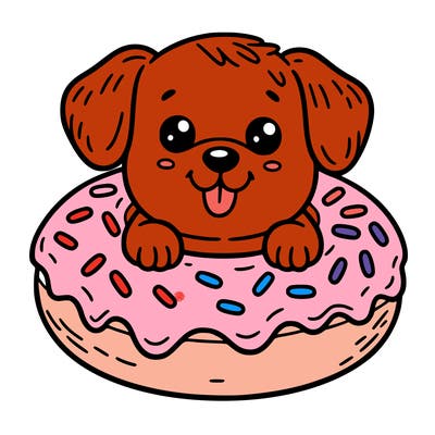 dog in a donut