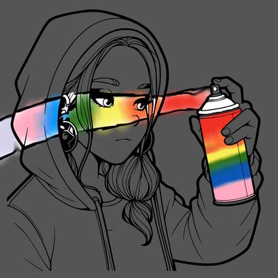 a realistic girl, spray painting