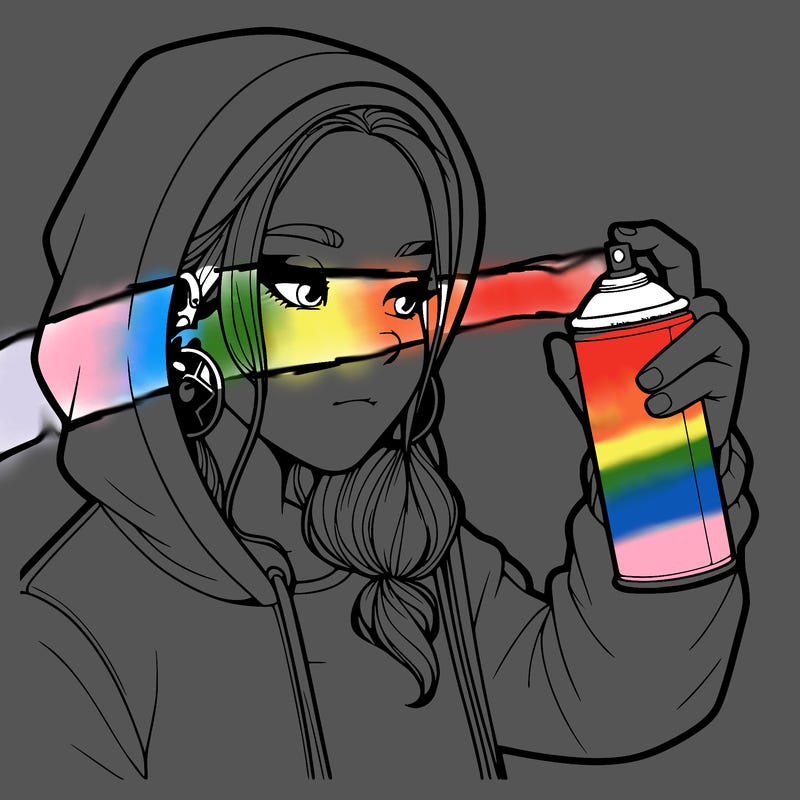 a realistic girl, spray painting