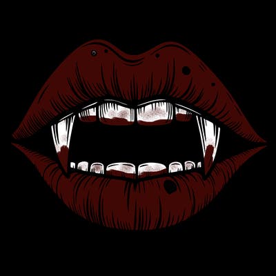 lips with vampire teeth