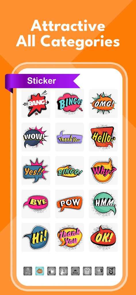 PicMix : Photo Collage Maker - A collection of colorful comic-style speech bubble stickers for photo collages.