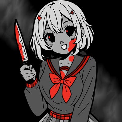anime girl with a knife
