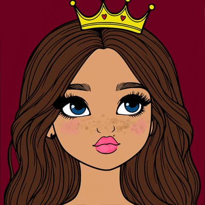a realistic girl with a crown on