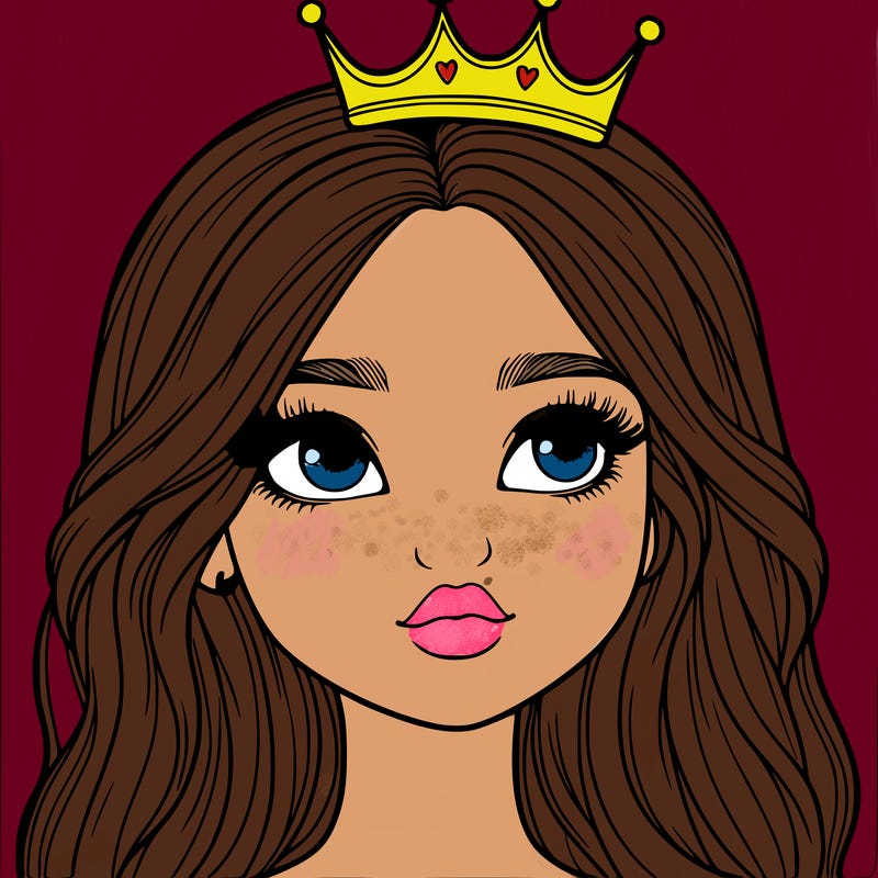 a realistic girl with a crown on