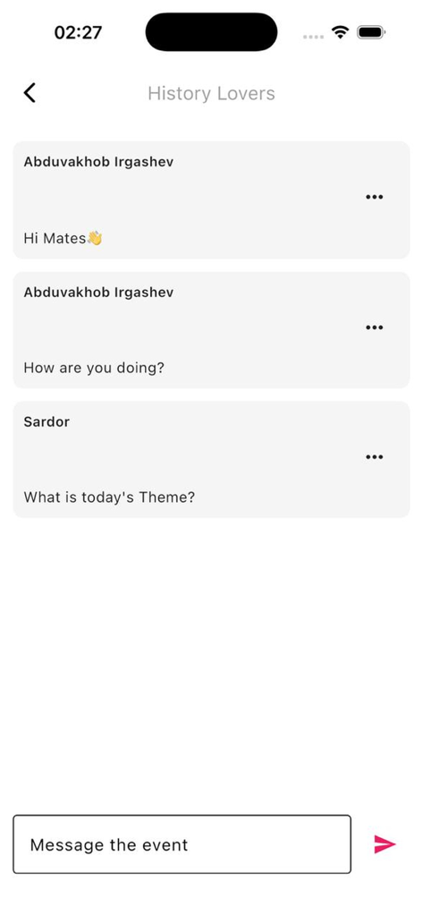 HAYO-Community - Chat interface for a community event on the HAYO app