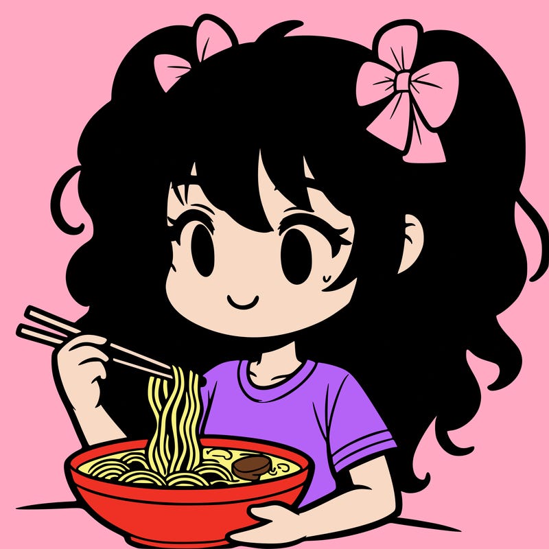 a girl eating ramen