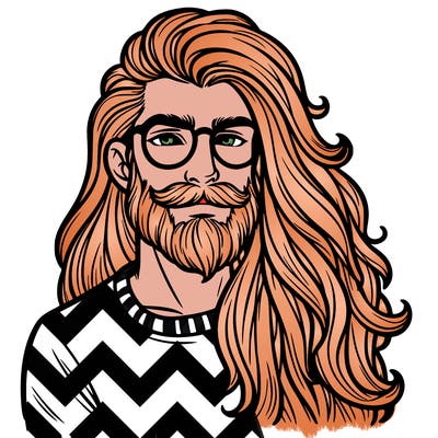 long hair man glasses