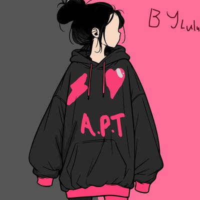 realistic girl with a oversized sweatshirt on and a bun