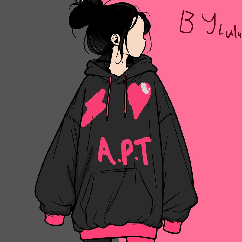 realistic girl with a oversized sweatshirt on and a bun