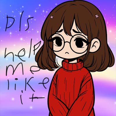 sad girl with glasses in a sweater