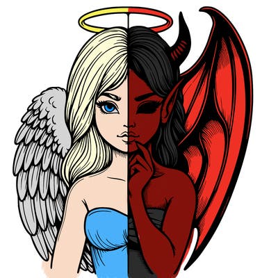 realistic angel half demon