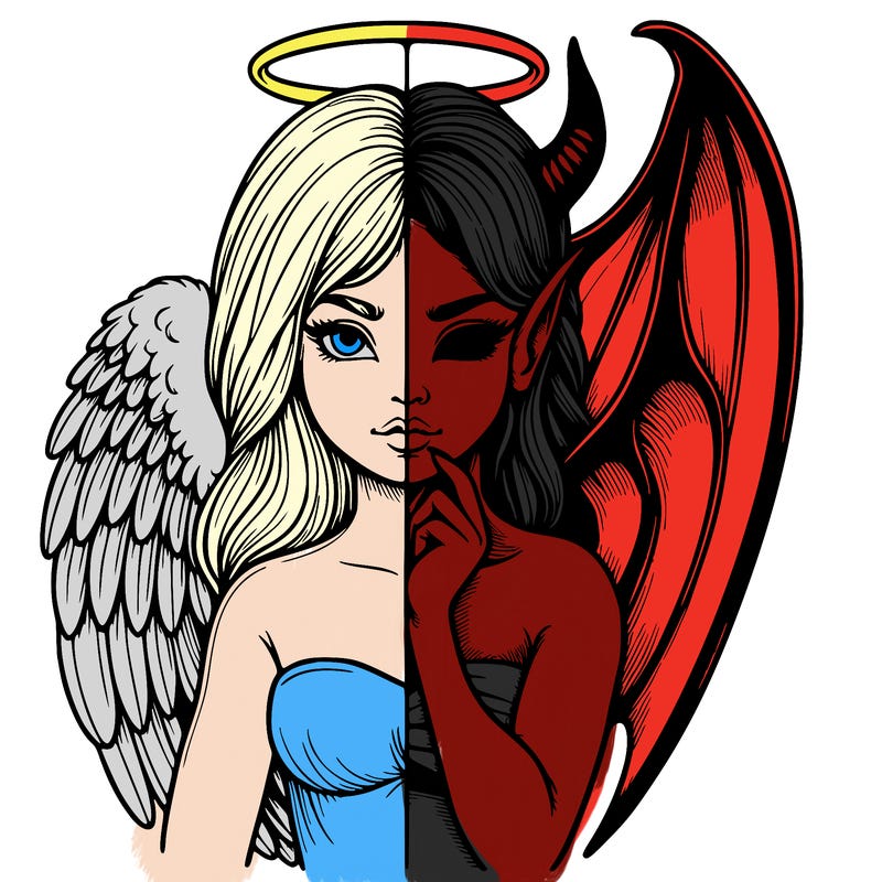 realistic angel half demon