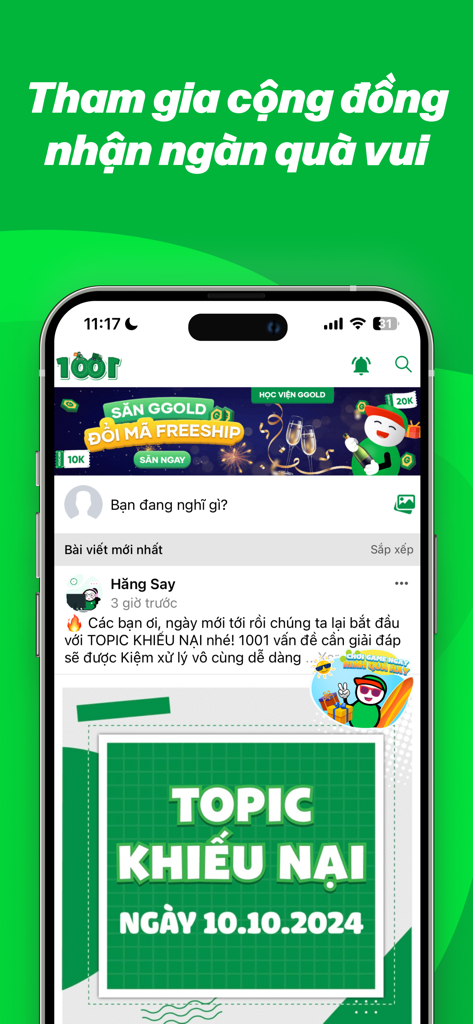 Mobile screen of iGHTK app community section displaying promotional banners and user posts