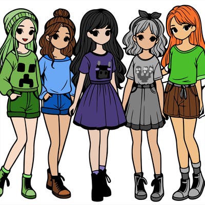 a group of five girls