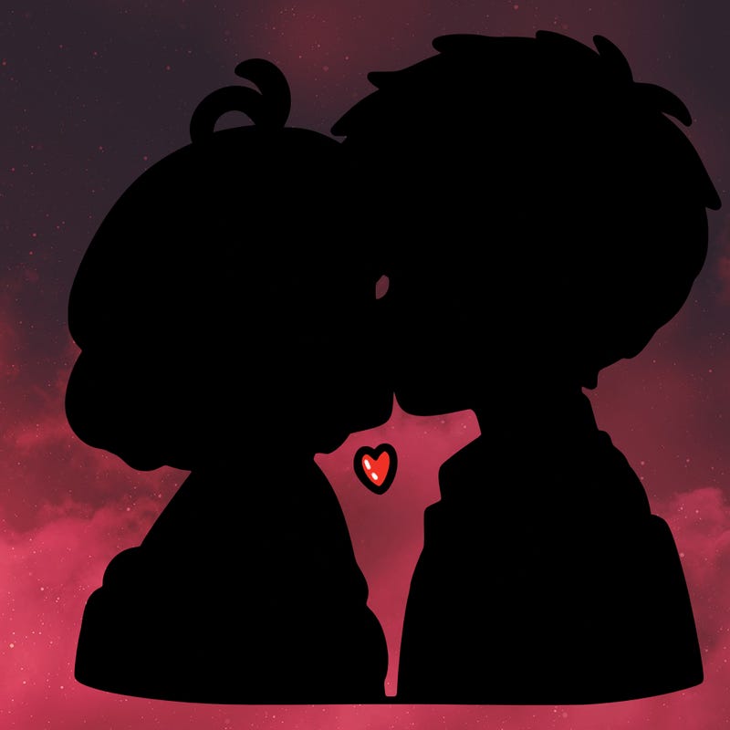 a girl and a boy kissing anime