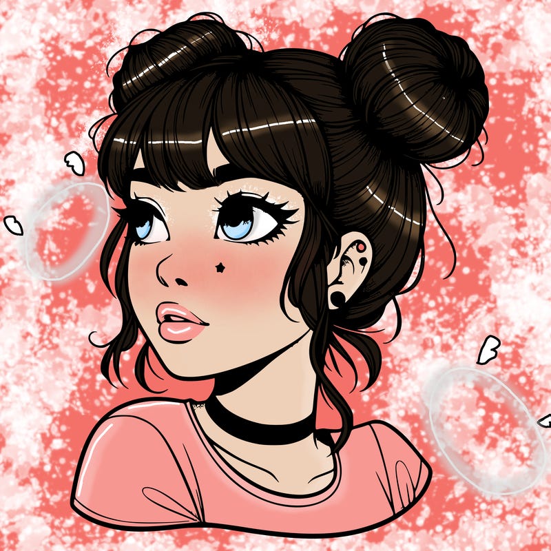 realistic girl with spacebuns