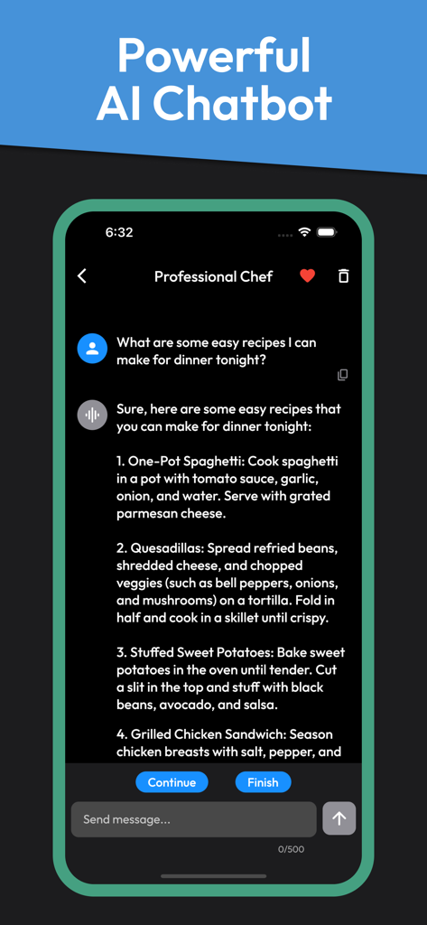 Copy AI: Content Script Writer - Chatbot de Copy AI que proporciona recetas de cena fáciles en una interfaz conversacional