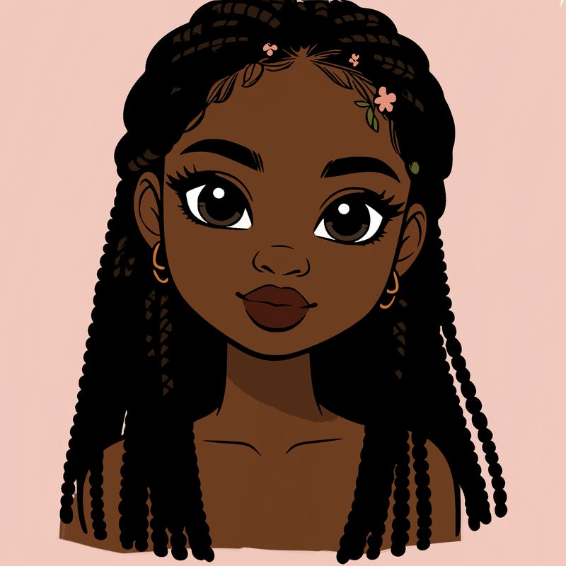 a realistic black girl with braids