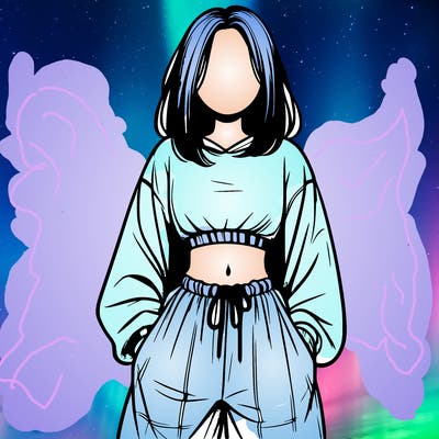 realistic girl faceless with baggy pants and a crop top