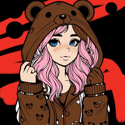 realistic girl in a animal pjs hoodie