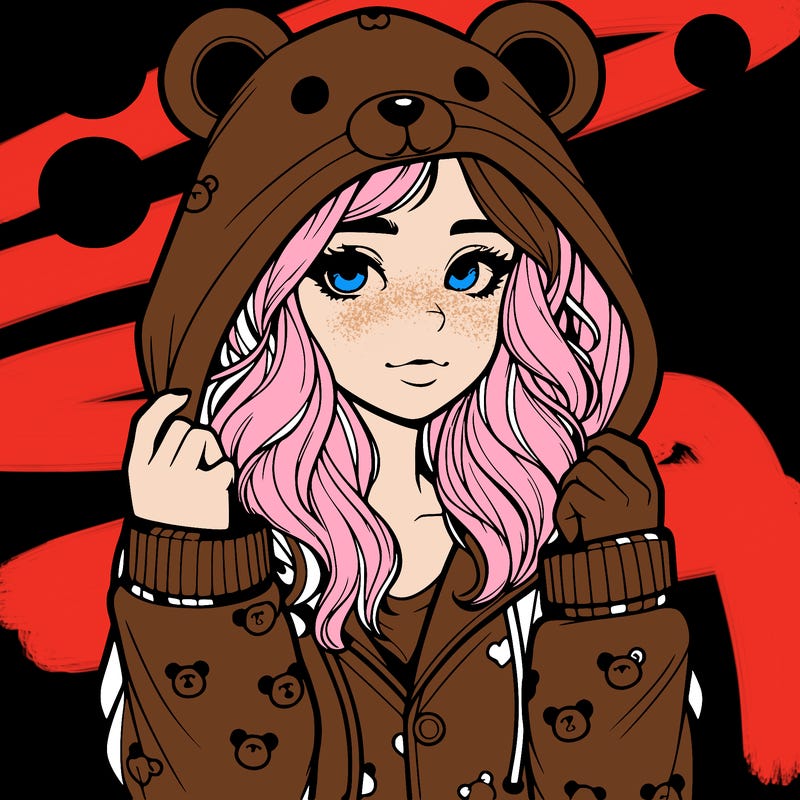 realistic girl in a animal pjs hoodie