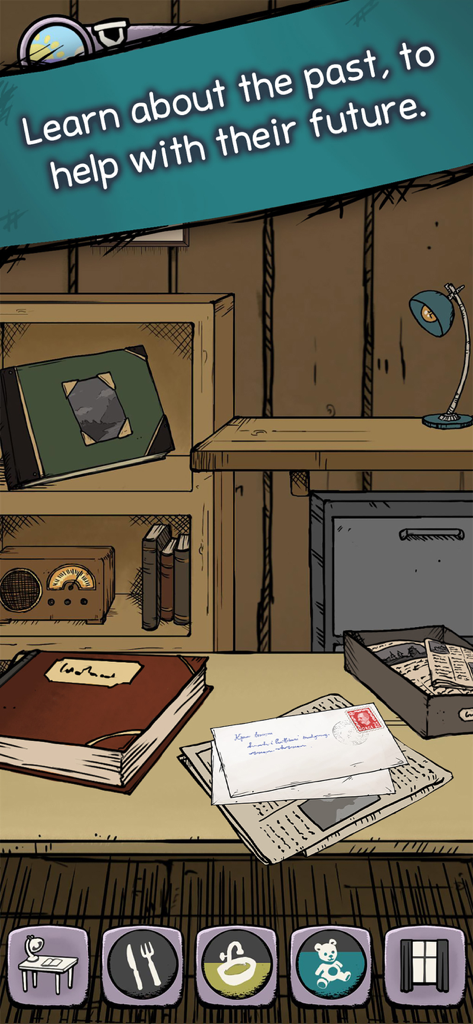 My Child Lebensborn - A desk featuring a journal letters and historical documents in the My Child Lebensborn game interface