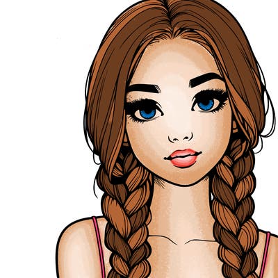 realistic girl with braids