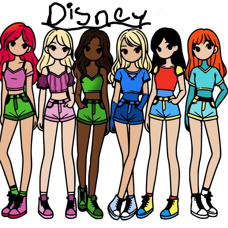 a group of girls wearing crop tops and shorts