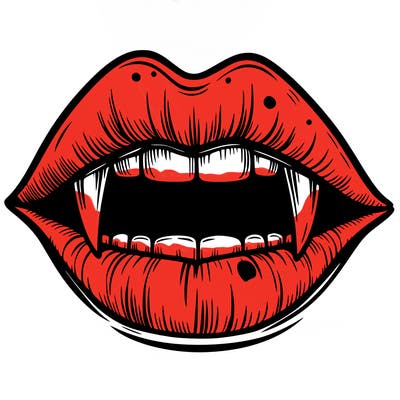 lips with vampire teeth