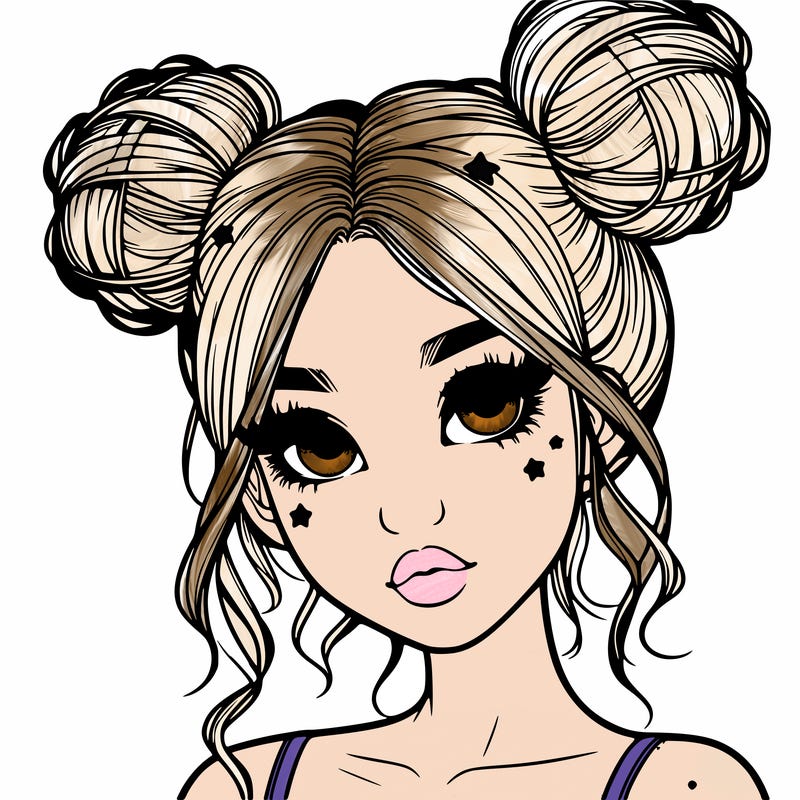 realistic girl with space buns