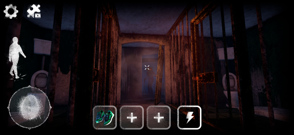 Teddy Freddy: Horror Games 3D - Una escena de celda espeluznante con la silueta de un monstruo en el juego de terror Teddy Freddy